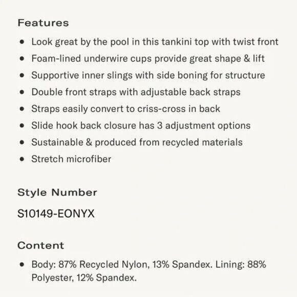 Birdsong Size 32DDD Bare‎ Necessities Black Underwire Wrap Tankini Swim Top - Picture 6 of 16